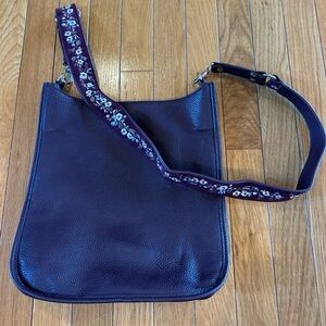 WHBM White House Black Market plum Floral Embroidered Crossbody Purse Bag